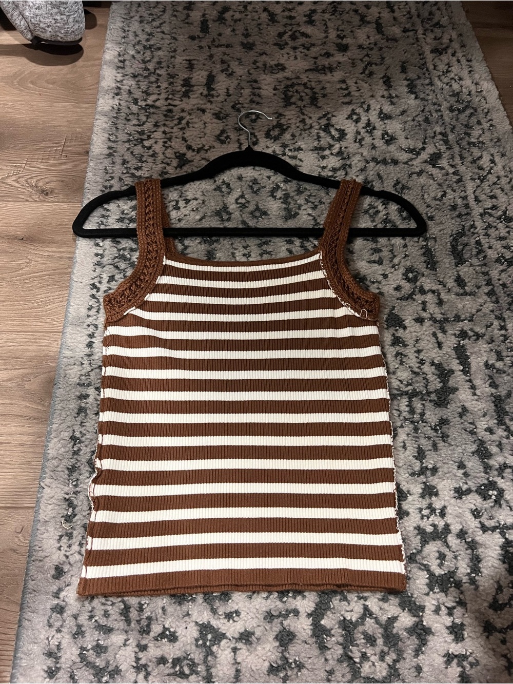 Mustard Seed Brown & White Striped Knit Tank
